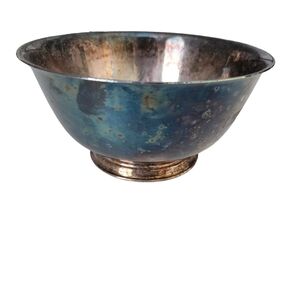 Vintage Silver Patina Pedestal Bowl, Paul Revere Reproduction Oneida Silversmith